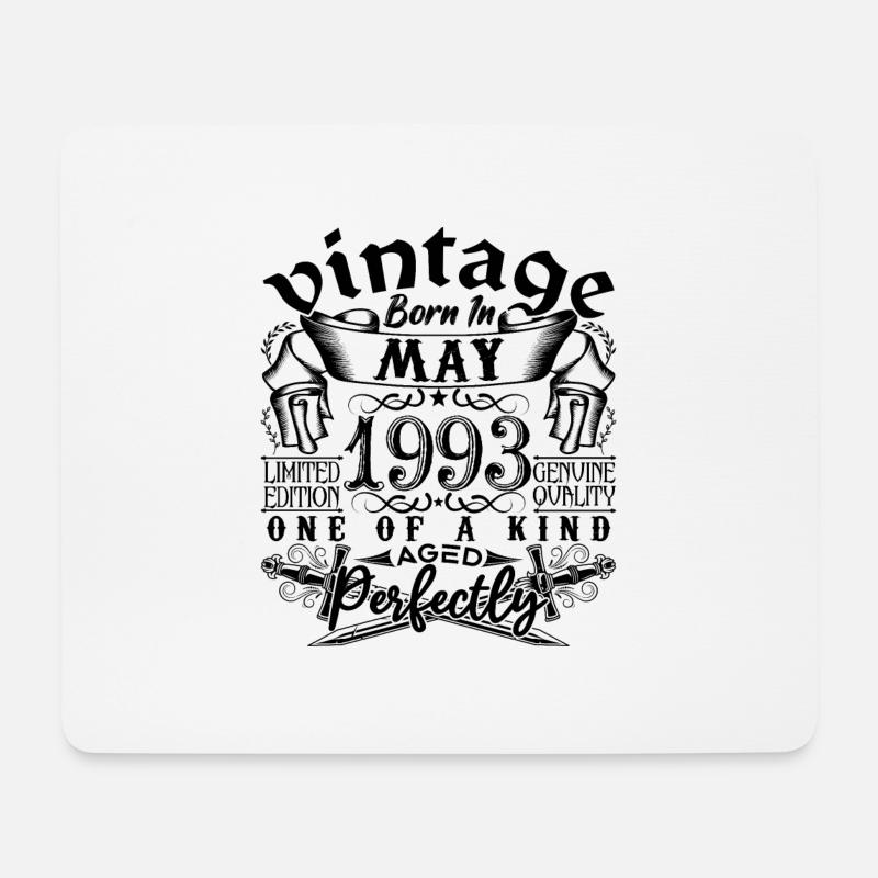 Geburtstag 1993 Mai 1993! geb. Mai 1993 - Mousepad (Querformat) - Weiß