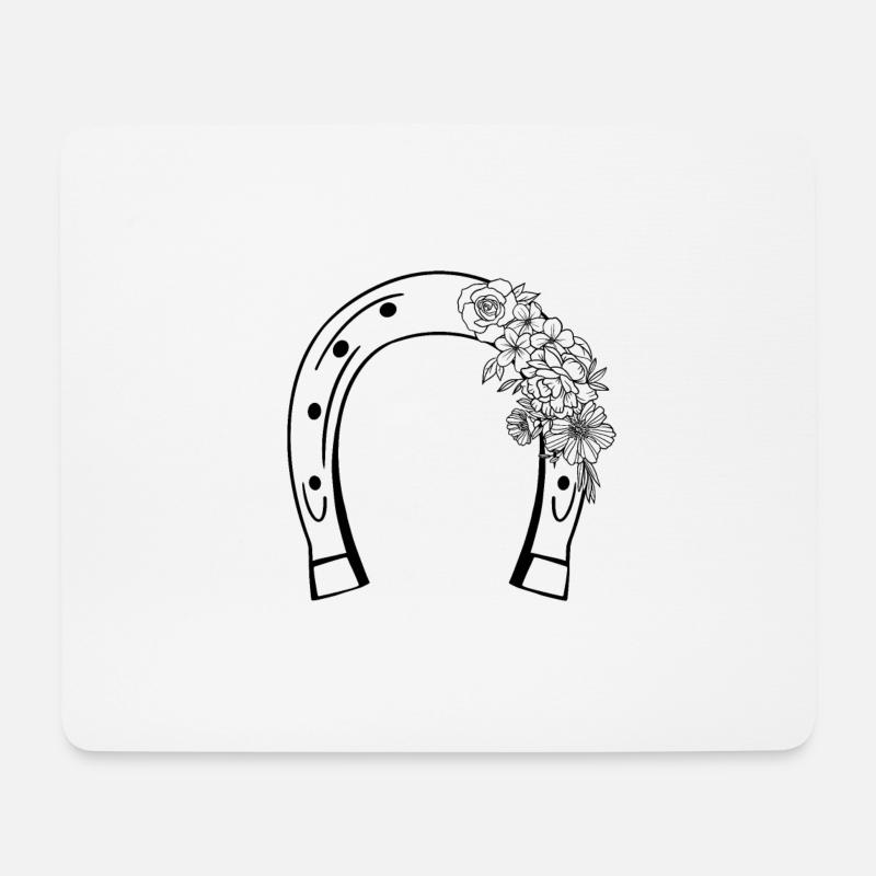 Fer à cheval avec des fleurs - Tapis de souris (format paysage) - blanc