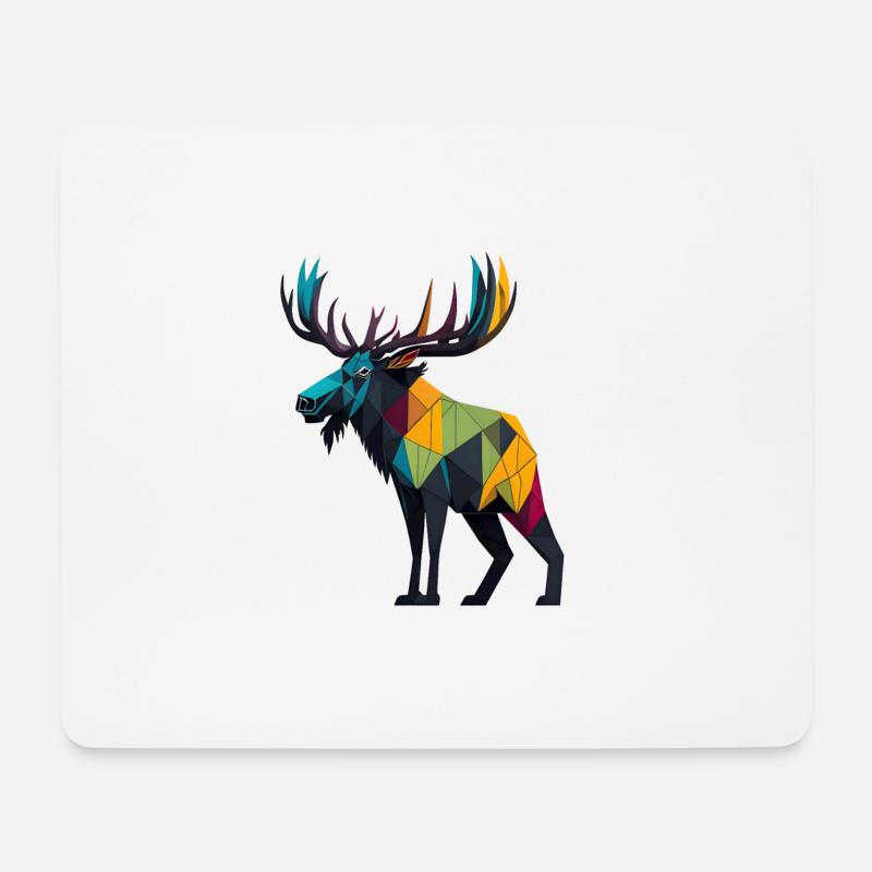 Farbenfroher geometrischer Elch - Mousepad (Querformat) - Weiß