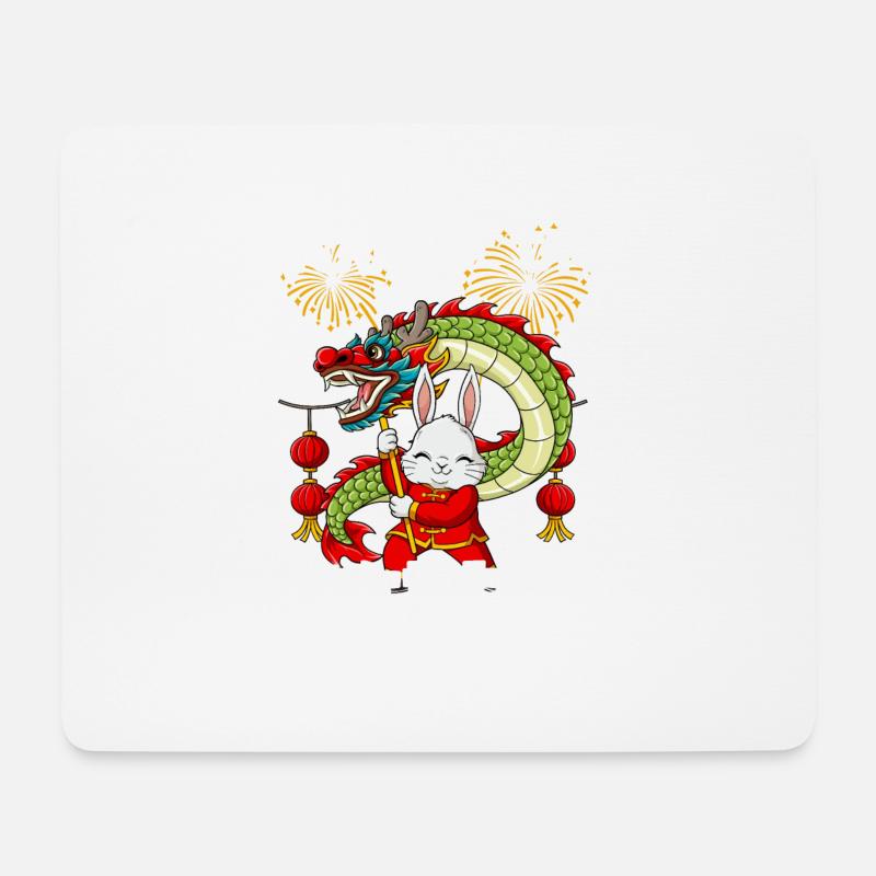 Jahr Des Hasens Mondneujahrsfest Chinesisches - Mousepad (Querformat) - Weiß