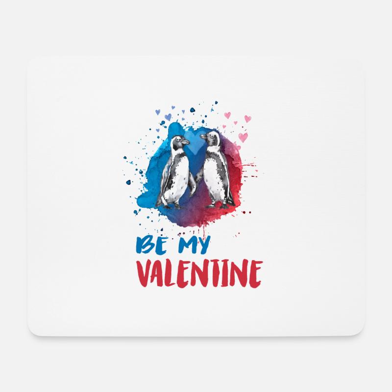 Be my Valentine Pinguine - Mousepad (Querformat) - Weiß