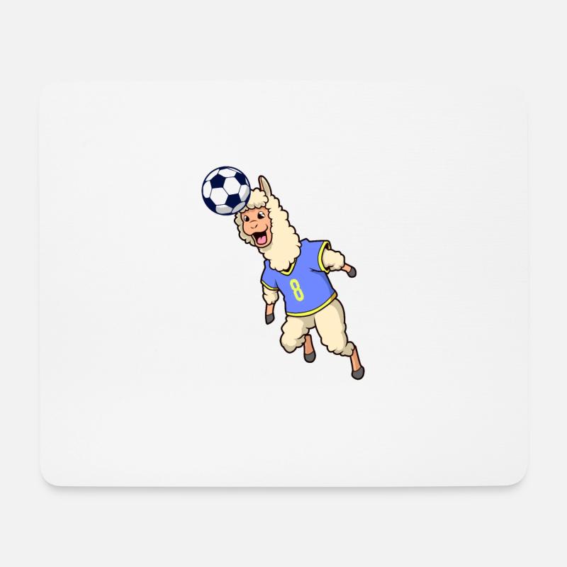 Comic Lama spielt Fußball - Mousepad (Querformat) - Weiß