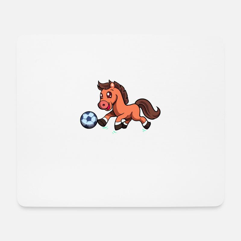 Comic Pferd spielt Fußball - Mousepad (Querformat) - Weiß