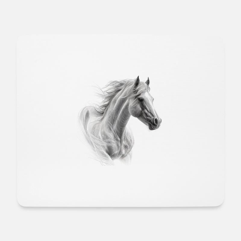 Cheval sauvage - Tapis de souris (format paysage) - blanc