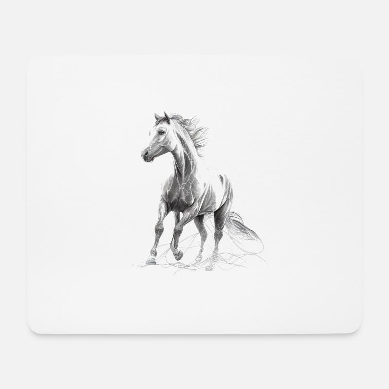 Wildpferd - Mousepad (Querformat) - Weiß
