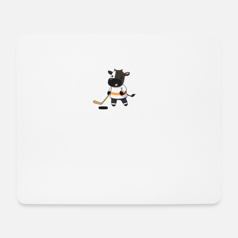 Lustiges Kuh Eishockey Design - Mousepad (Querformat) - Weiß