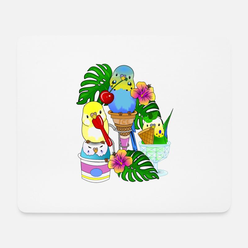 Wellensittich Eis Eiscreme - Mousepad (Querformat) - Weiß