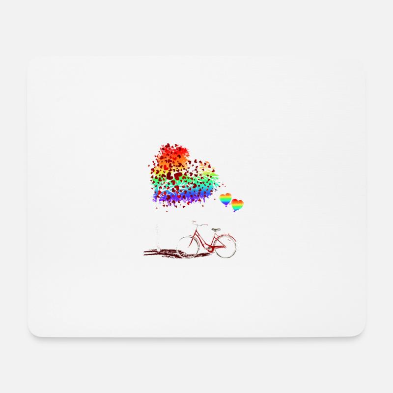 LGBTQ Fahrrad Baum LGBT Spruch Regenbogen - Mousepad (Querformat) - Weiß
