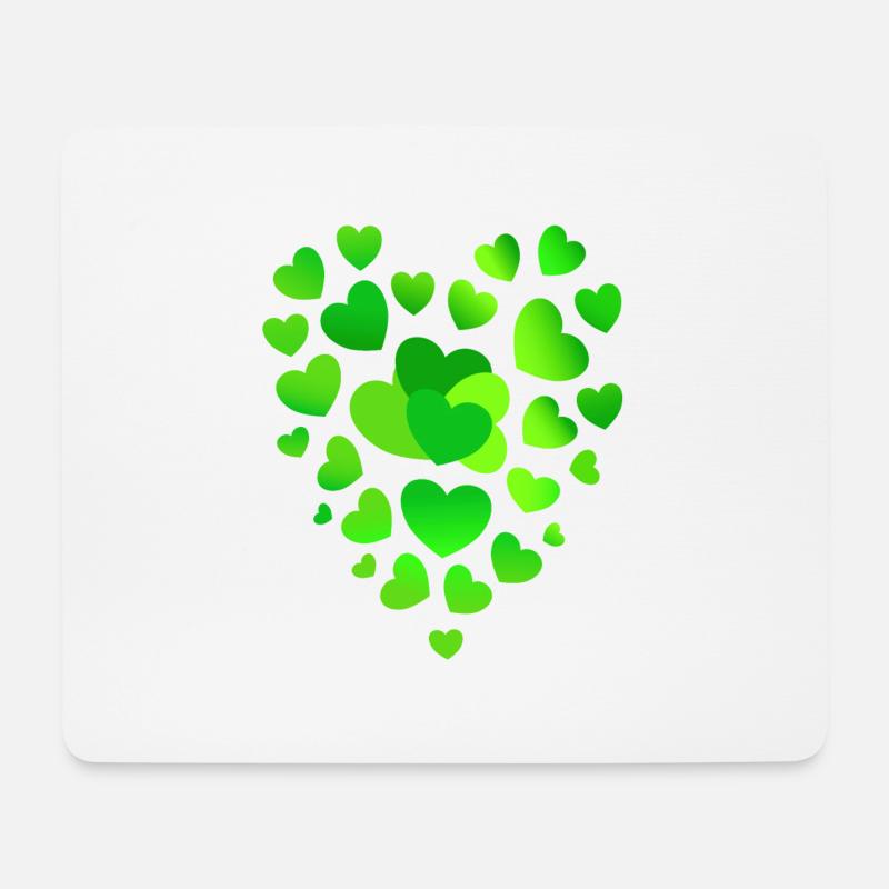 grüne Herzen grünes Herz - Mousepad (Querformat) - Weiß