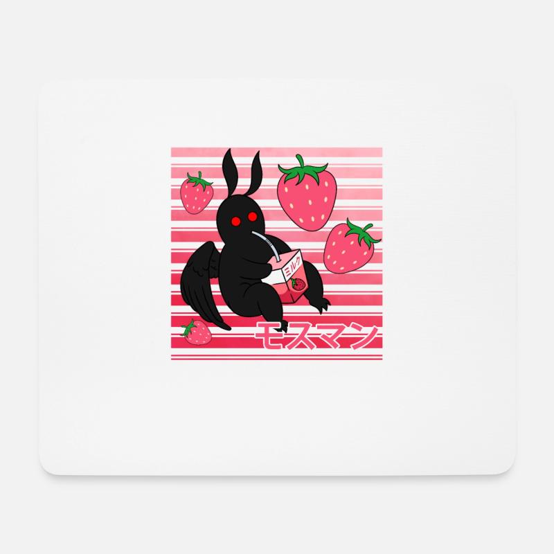 Mothman Kawaii Strawberry Milk Shake Carton - Mousepad (Querformat) - Weiß