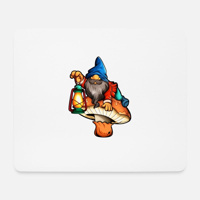 Gartenzwerg auf Pilz - Mousepad (Querformat) - Weiß