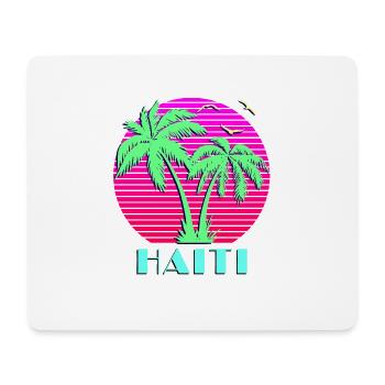 Haiti Retro Palme-Sonnenuntergang - Mousepad (Querformat) - Weiß - Vorne