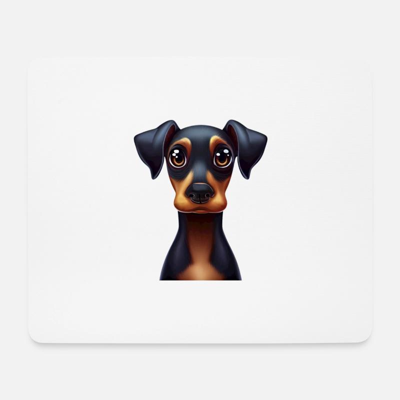 Verspieltes Dobermann-Pinscher-Design - Mousepad (Querformat) - Weiß
