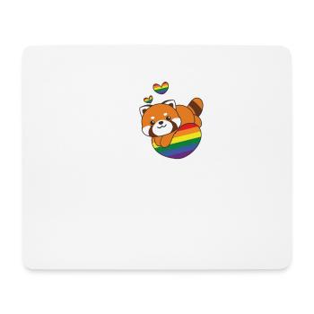 Rainbow Flag Pride LGBTQ Cute Red Panda Love - Mouse Pad (horizontal) - white - Front