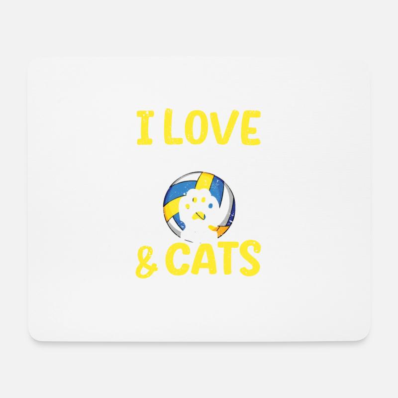 Ich liebe Volleyball und Katzen Kitty Workout - Mousepad (Querformat) - Weiß