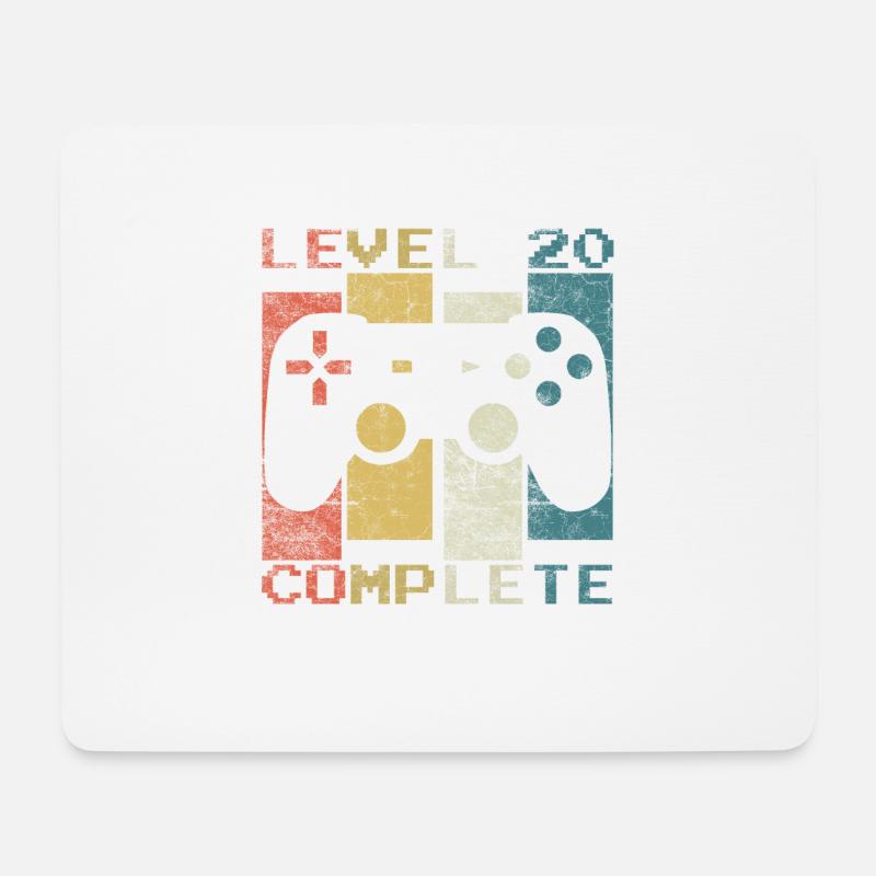 20 Geburtstag Gamer Level 20 complete Vintage - Mousepad (Querformat) - Weiß