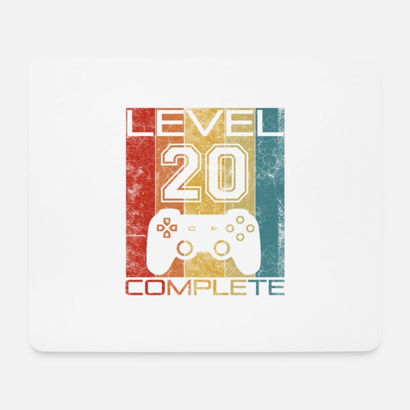 20 Geburtstag Gamer Level 20 complete Vintage - Mousepad (Querformat) - Weiß