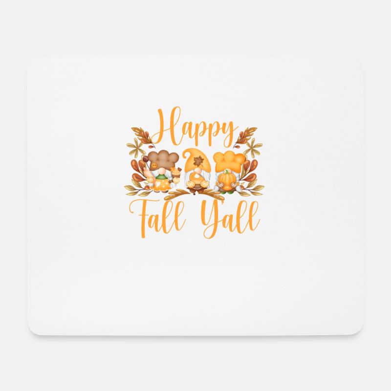 Fröhlichen Herbst Y'all Funny Gnome Lover Kürbis - Mousepad (Querformat) - Weiß