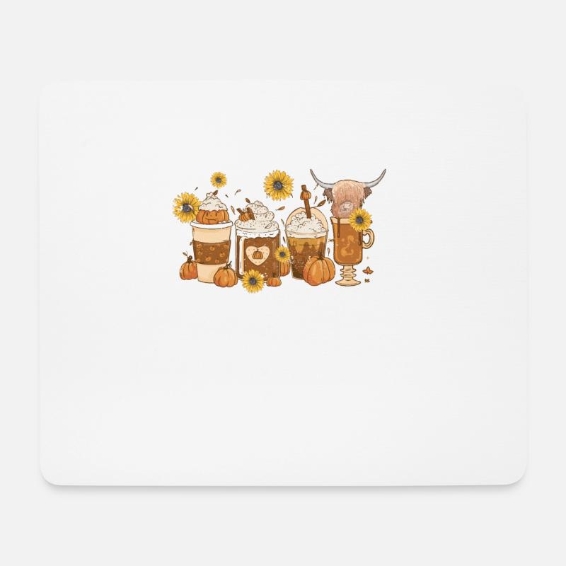 Schottische Hochlandkuh Sonnenblume Herbst Herbst - Mousepad (Querformat) - Weiß