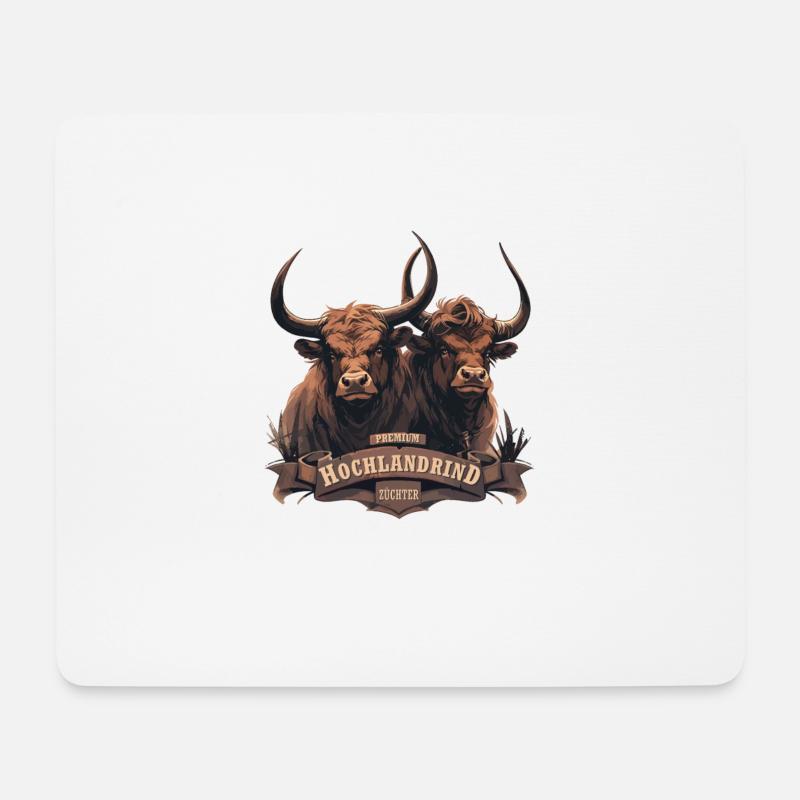 Premium Hochlandrind Züchter - Mousepad (Querformat) - Weiß