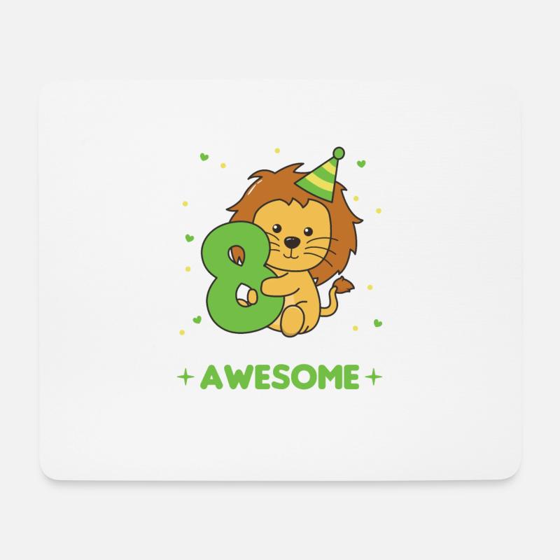 Löwe zum 8. Geburtstag Kinder acht Jahre alt - Mousepad (Querformat) - Weiß