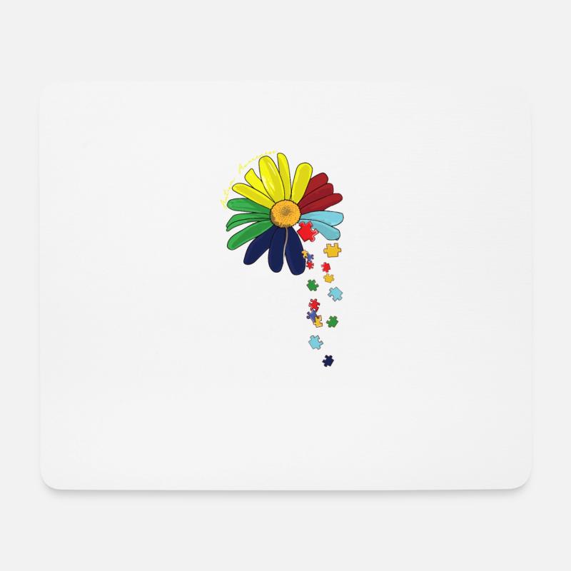 Wählen Sie Kind Autismus Bewusstsein Sonnenblume Mama Liebhaber - Mousepad (Querformat) - Weiß