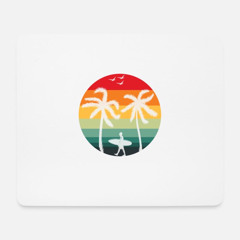 Surfen unter Palmen - Mousepad (Querformat) - Weiß
