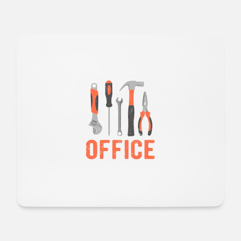 Ich werde in meinem Büro sein Lustiger Handwerker - Mousepad (Querformat) - Weiß