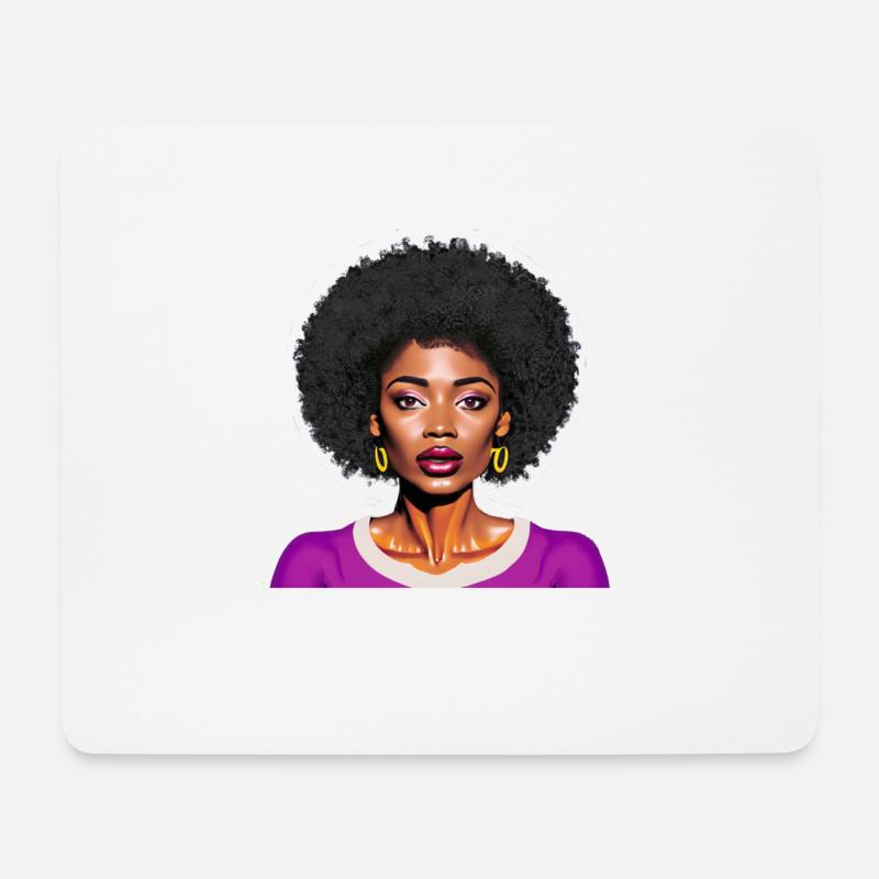 Black woman with afro - Mouse Pad (horizontal) - white