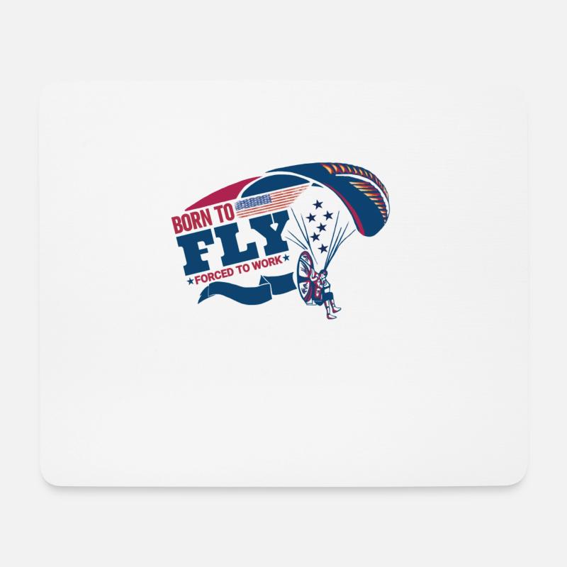 Born To Fly Forced To Work Motorschirmpilot - Mousepad (Querformat) - Weiß
