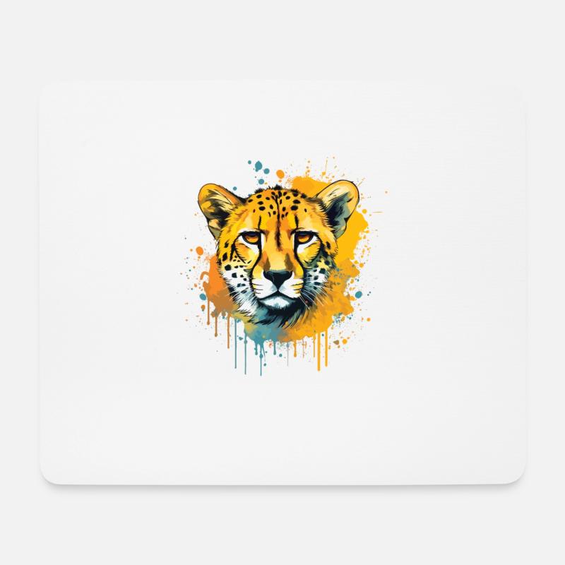 Bunte Kunst - Niedliches &; Wildes Geparden-design - Mousepad (Querformat) - Weiß
