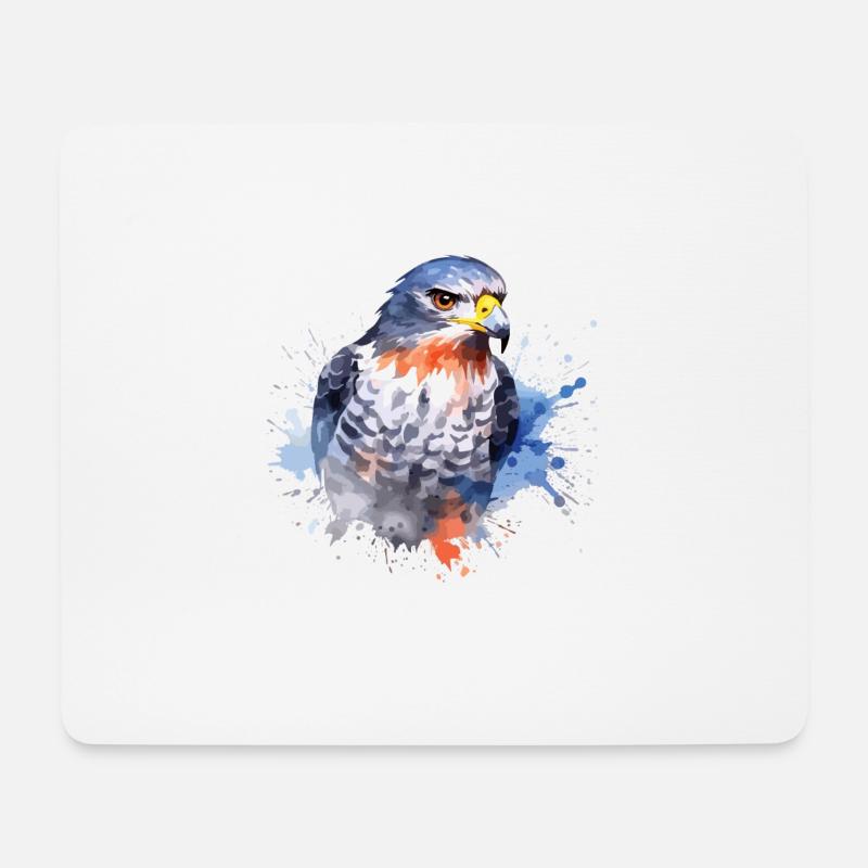 Bunte Kunst - Niedliches &; Wildes Falken-design - Mousepad (Querformat) - Weiß