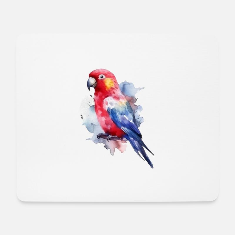 Papagei in Aquarell - Mousepad (Querformat) - Weiß