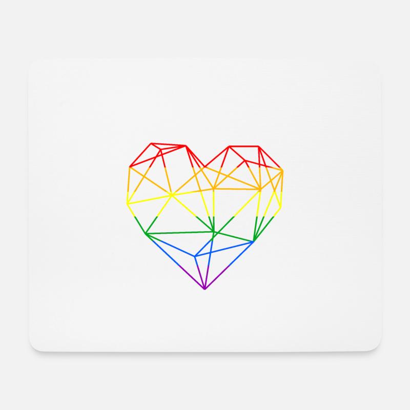 Polygon Herz Regenbogen Liebe LGBT - Mousepad (Querformat) - Weiß