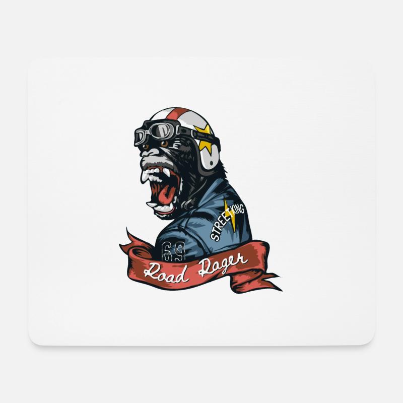 Road rager slogan with gorilla - Mouse Pad (horizontal) - white