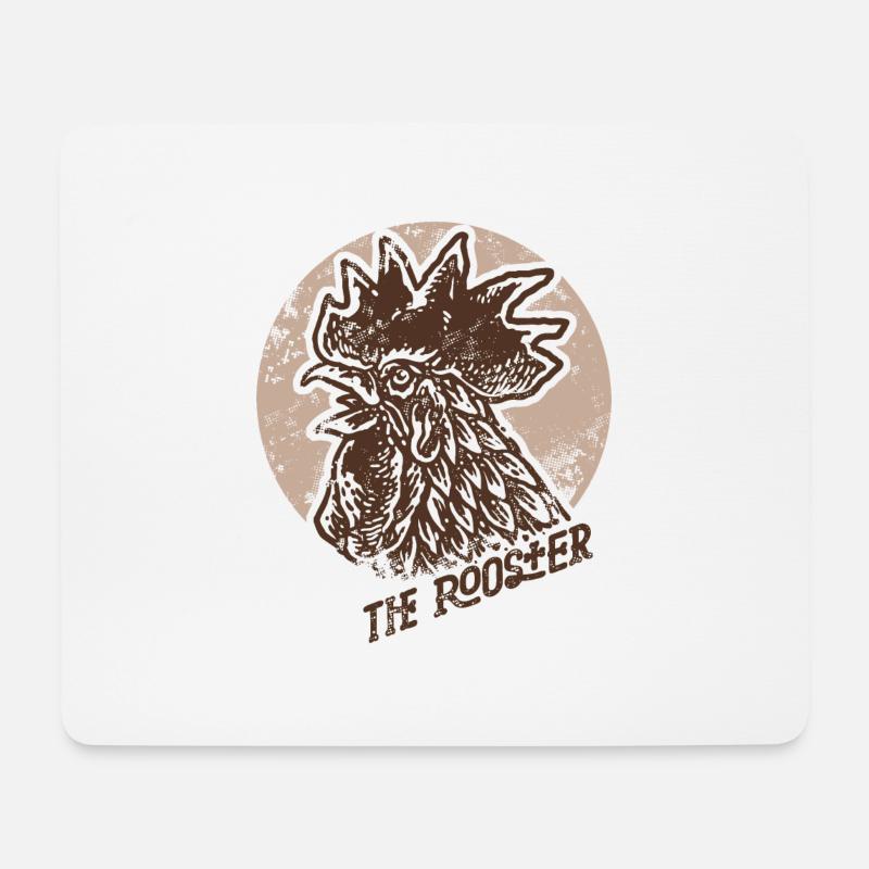 rooster old stamp - Mouse Pad (horizontal) - white
