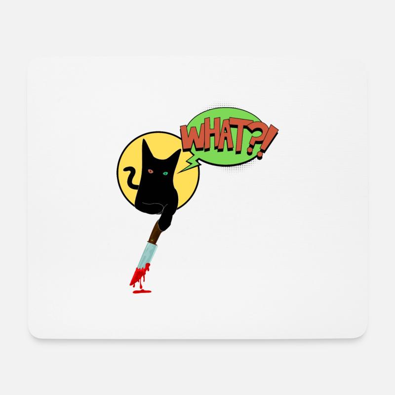 Schwarze Katze Was - Mousepad (Querformat) - Weiß