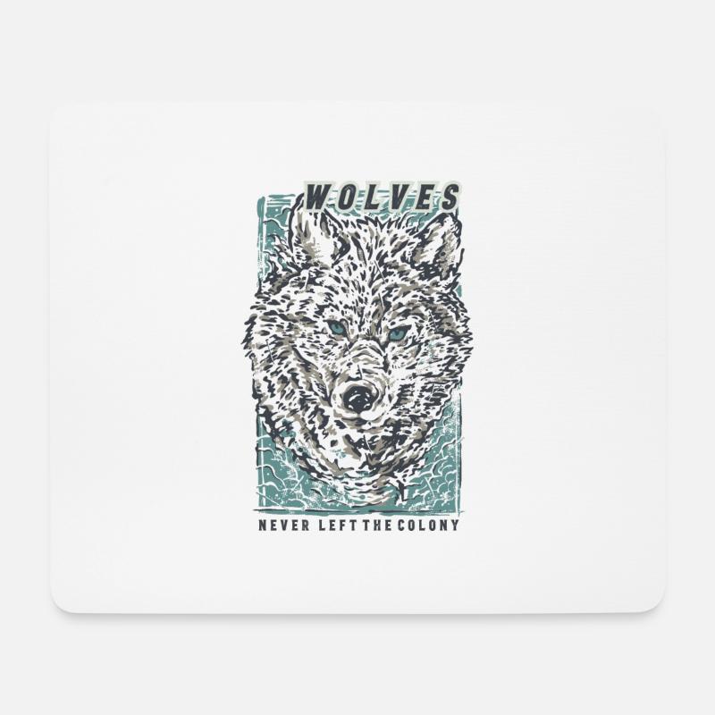 Die Skizze des Schneewolfs - Mousepad (Querformat) - Weiß
