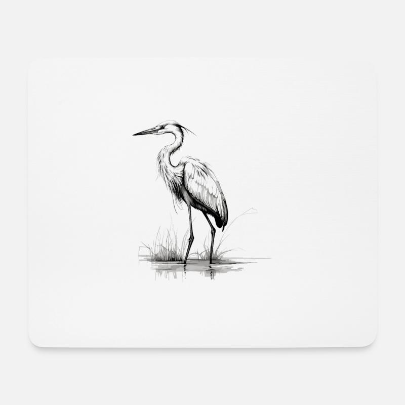 Reiher - Mousepad (Querformat) - Weiß