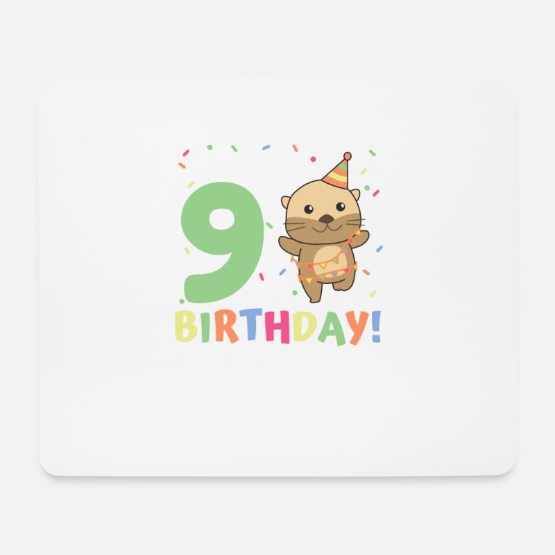 Otter zum 9. Geburtstag Kinder neun Jahre alt - Mousepad (Querformat) - Weiß
