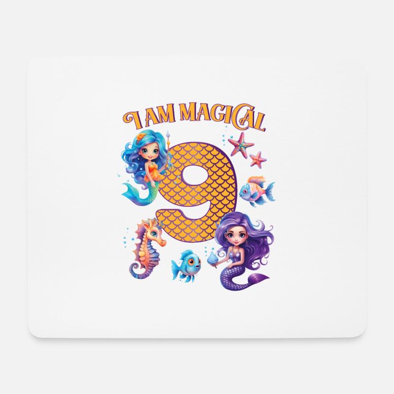 Meerjungfrau Geburtstag 9 Jahre - Mousepad (Querformat) - Weiß