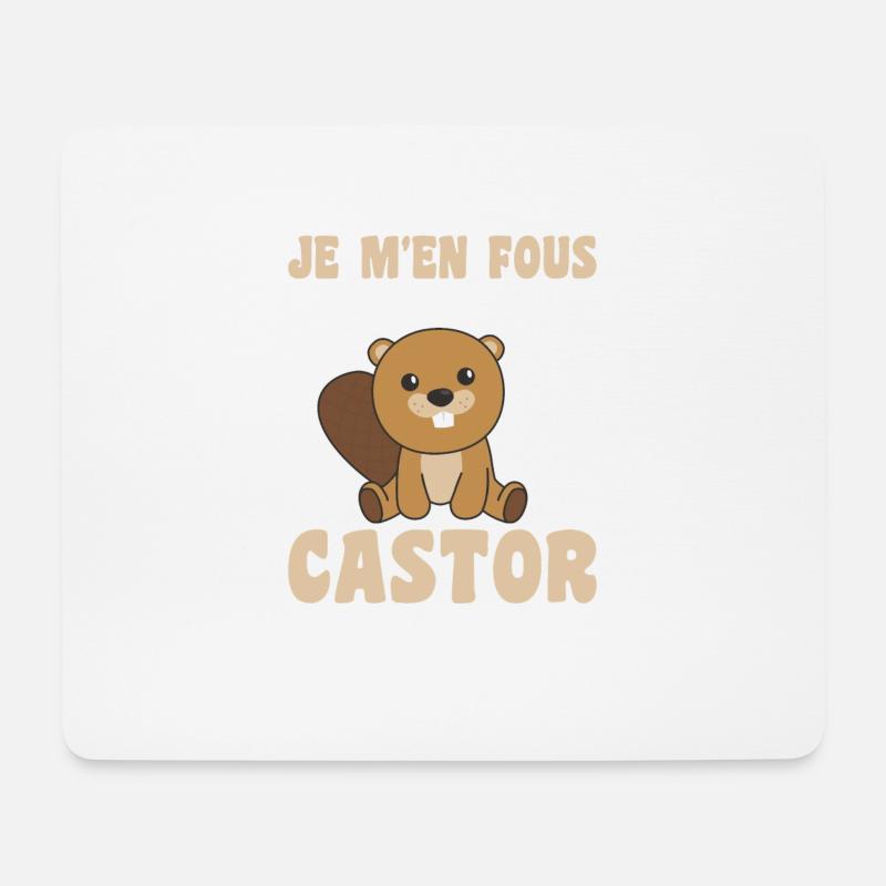 Je m'en fous je suis un castor - süßer Biber - Mousepad (Querformat) - Weiß