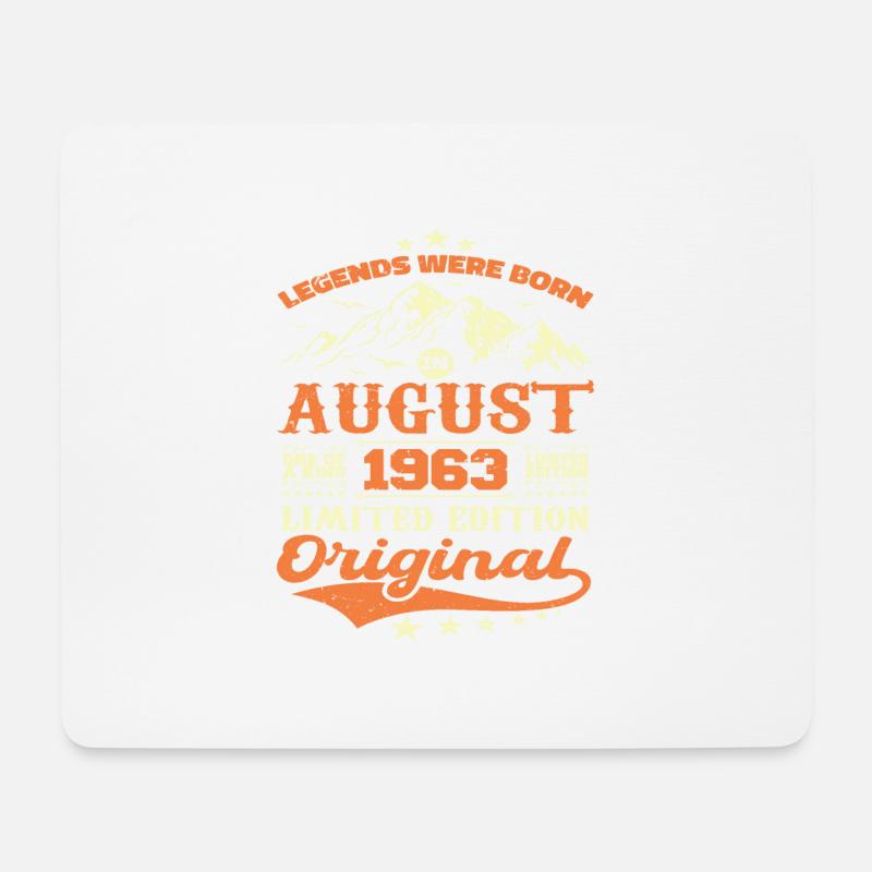 August 1963 Geburtstag 1963 Legenden August - Mousepad (Querformat) - Weiß