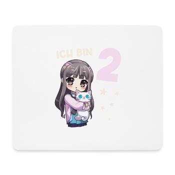 2 Jahre Mädchen Anime Kawaii Katze 2. Geburtstag - Mousepad (Querformat) - Weiß - Vorne
