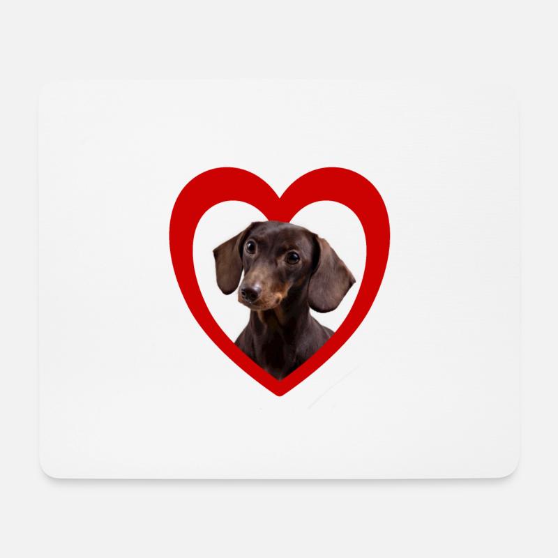 Hundeliebhaber - Hunde Herz - Dackel - Mousepad (Querformat) - Weiß