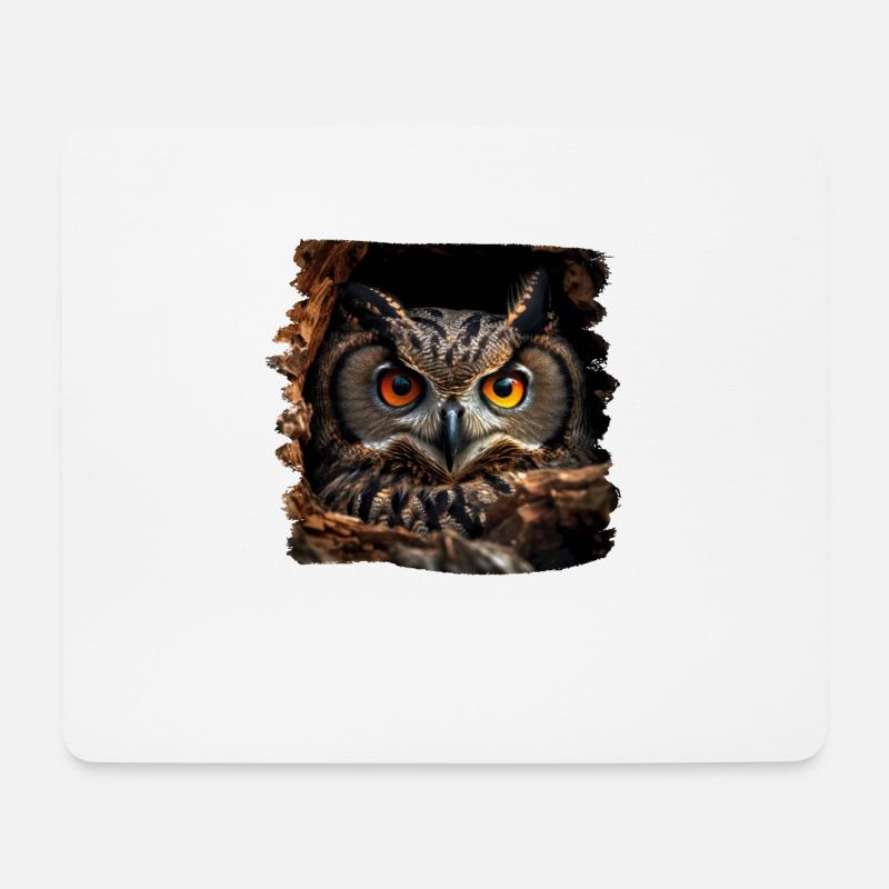 Eulen Kauz Owl Uhu Nachteule Eule - Mousepad (Querformat) - Weiß