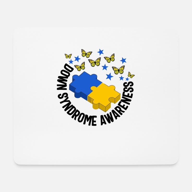 World Down Syndrome Day Shirt, Puzzleteile nach unten - Mousepad (Querformat) - Weiß