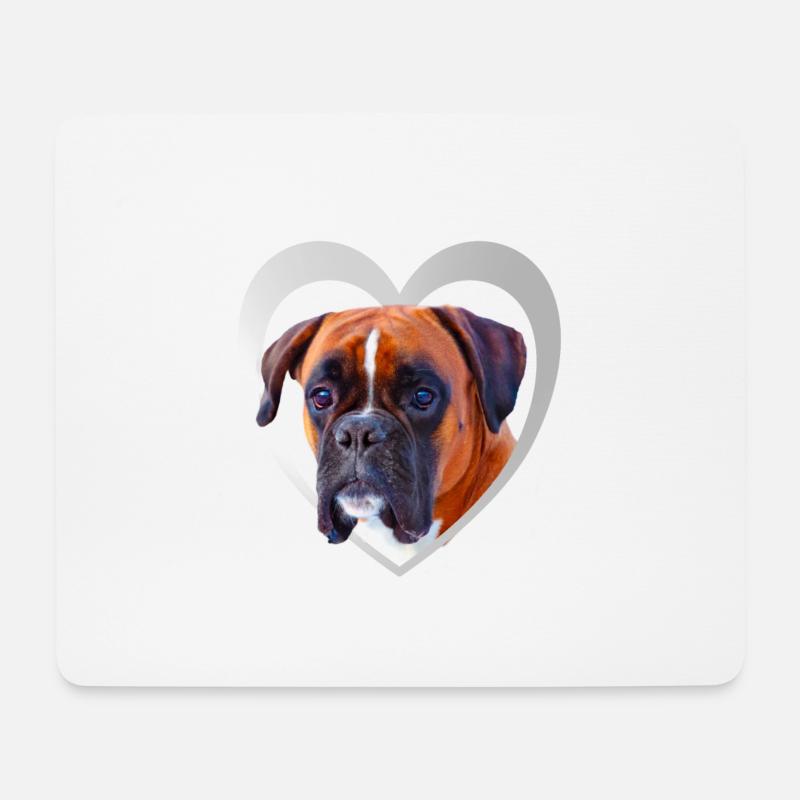 Hundeliebhaber - Hunde Herz - Deutscher Boxer - Mousepad (Querformat) - Weiß