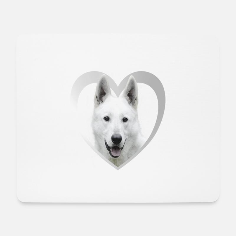 Hundeliebhaber - Hunde Herz - Weißer Schäferhund - Mousepad (Querformat) - Weiß