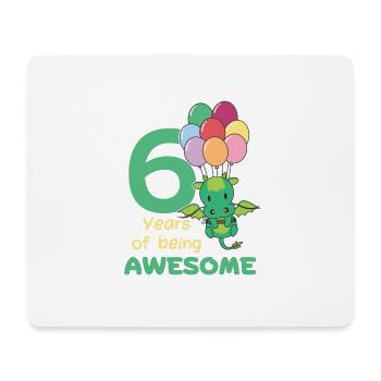 Drache zum 6. Geburtstag Kinder sechs Jahre alt - Mousepad (Querformat) - Weiß - Vorne